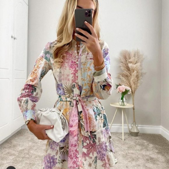 ZARA SS21 FLORAL PRINT MINI DRESS Multicolored 087 - Picture 5 of 9